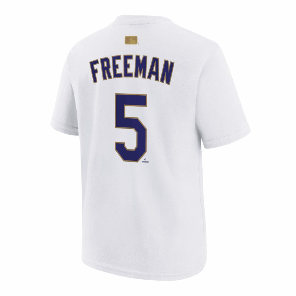 Freddie Freeman Los Angeles Dodgers Youth 2026 Gold Collection Name & Number T-Shirt White | Nike