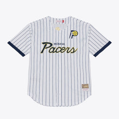 Indiana Pacers Mitchell & Ness Head Coach Pinstripe Mesh Full-Button Baseball Jersey - White