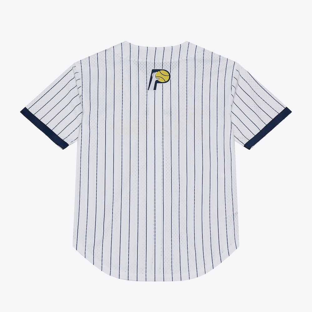 Indiana Pacers Mitchell & Ness Head Coach Pinstripe Mesh Full-Button Baseball Jersey - White