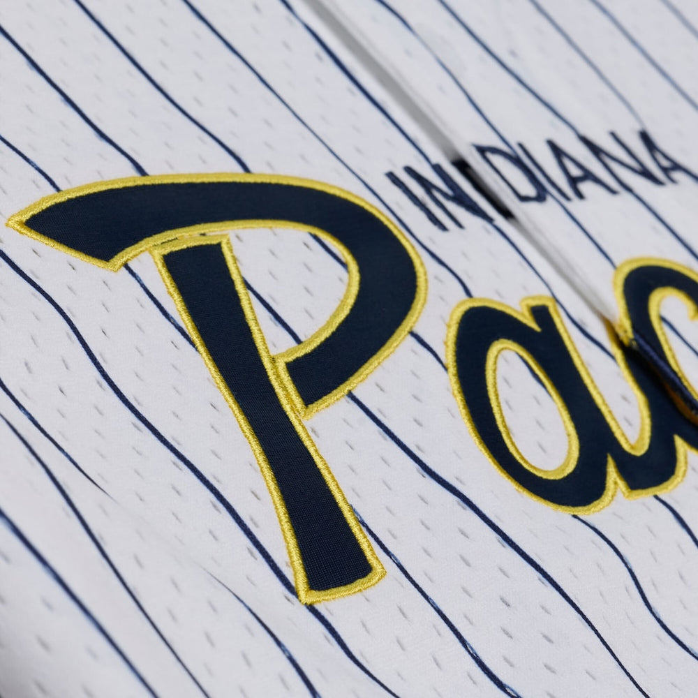 Indiana Pacers Mitchell & Ness Head Coach Pinstripe Mesh Full-Button Baseball Jersey - White