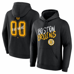 Boston Bruins Big & Tall Hustle Personalized Name & Number Hoodie Black