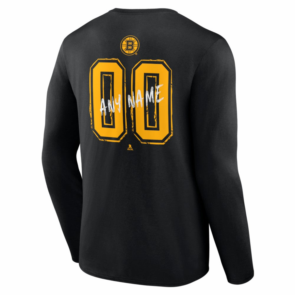 Boston Bruins Hustle Personalized Name & Number Long Sleeve T-Shirt Black