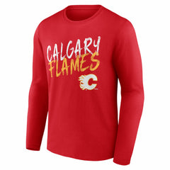Calgary Flames Hustle Personalized Name & Number Long Sleeve T-Shirt Red