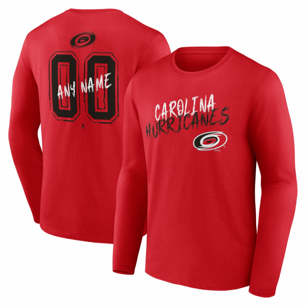 Carolina Hurricanes Hustle Personalized Name & Number Long Sleeve T-Shirt Red