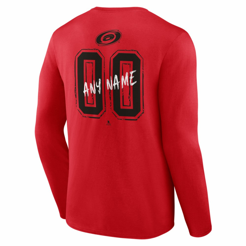 Carolina Hurricanes Hustle Personalized Name & Number Long Sleeve T-Shirt Red
