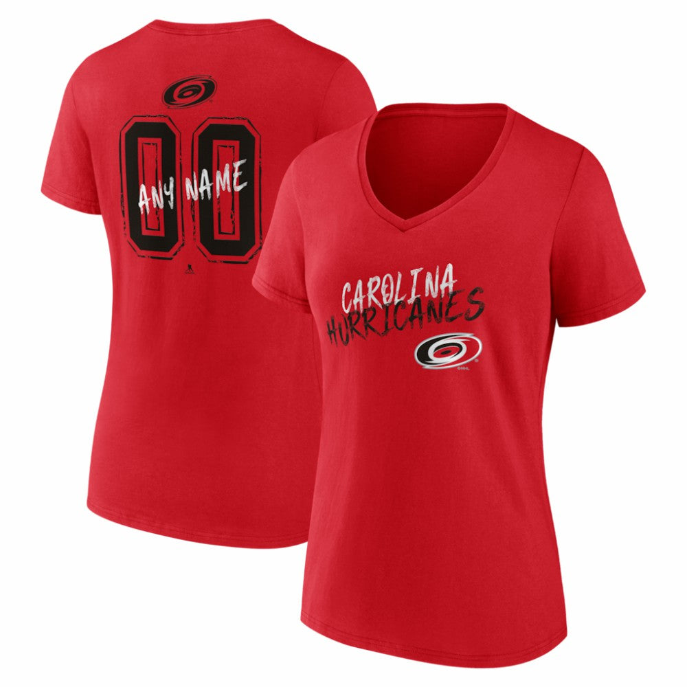 Carolina Hurricanes Women's Hustle Personalized Name & Number V-Neck T-Shirt Red