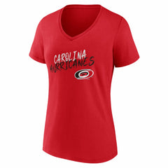 Carolina Hurricanes Women's Hustle Personalized Name & Number V-Neck T-Shirt Red