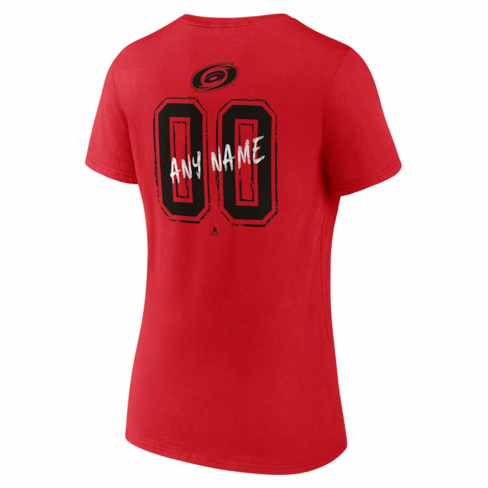 Carolina Hurricanes Women's Hustle Personalized Name & Number V-Neck T-Shirt Red