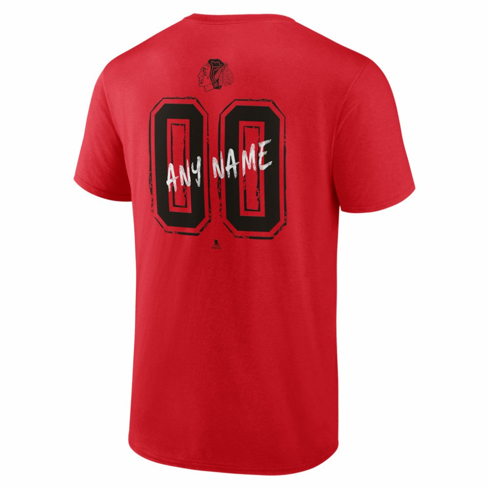 Chicago Blackhawks Hustle Personalized Name & Number T-Shirt Red