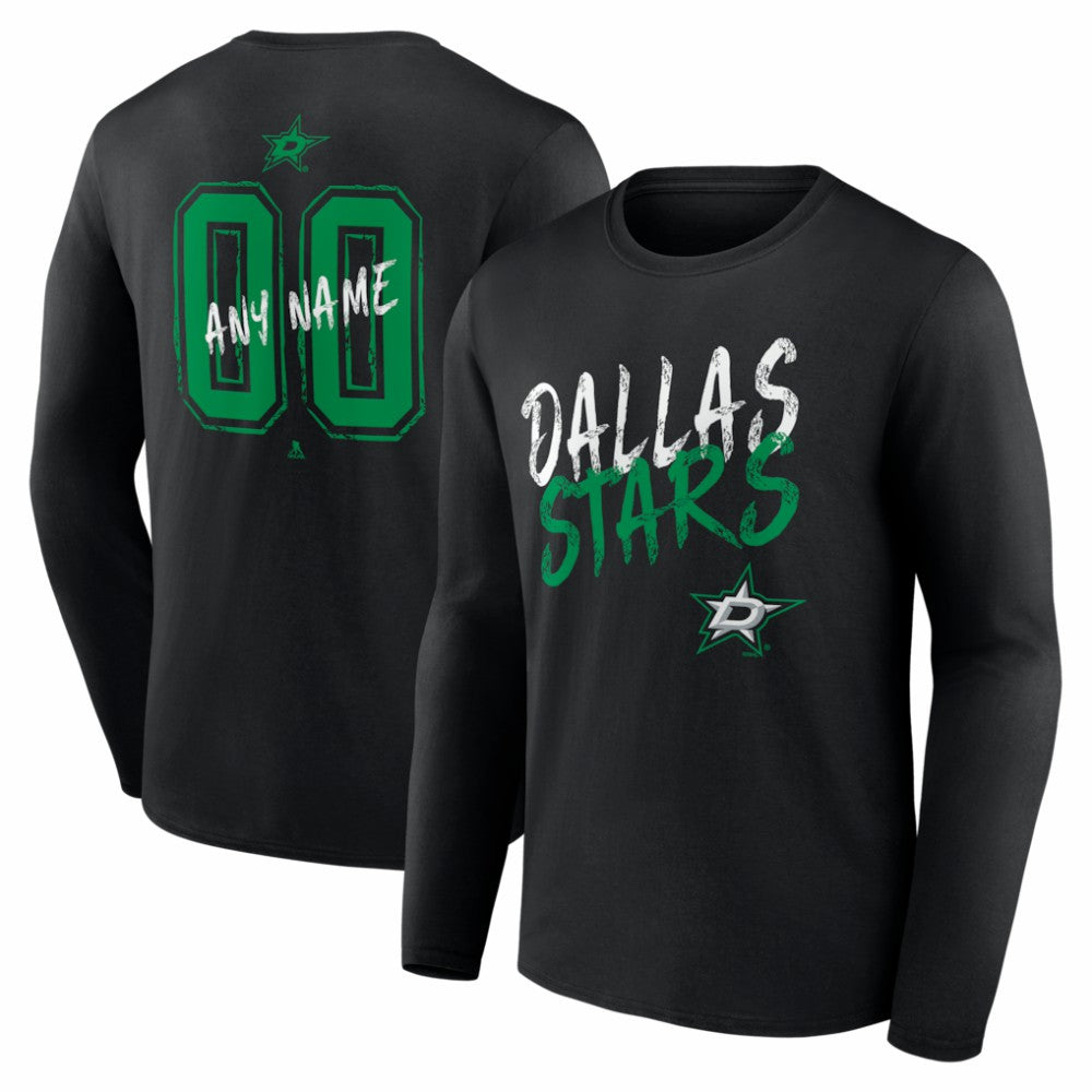 Dallas Stars Hustle Personalized Name & Number Long Sleeve T-Shirt Black