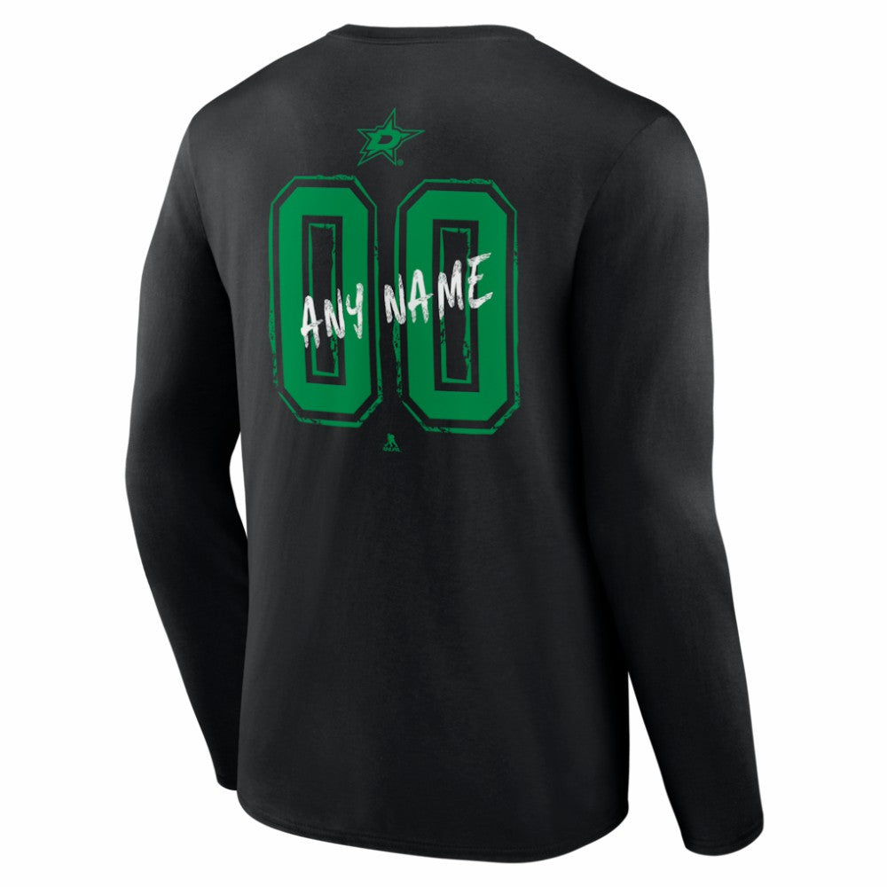 Dallas Stars Hustle Personalized Name & Number Long Sleeve T-Shirt Black
