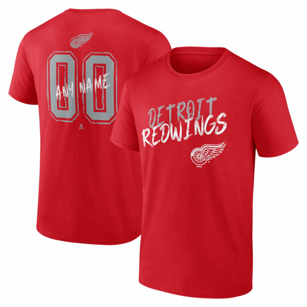 Detroit Red Wings Big & Tall Hustle Personalized Name & Number T-Shirt Red