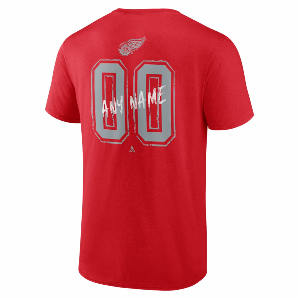 Detroit Red Wings Big & Tall Hustle Personalized Name & Number T-Shirt Red