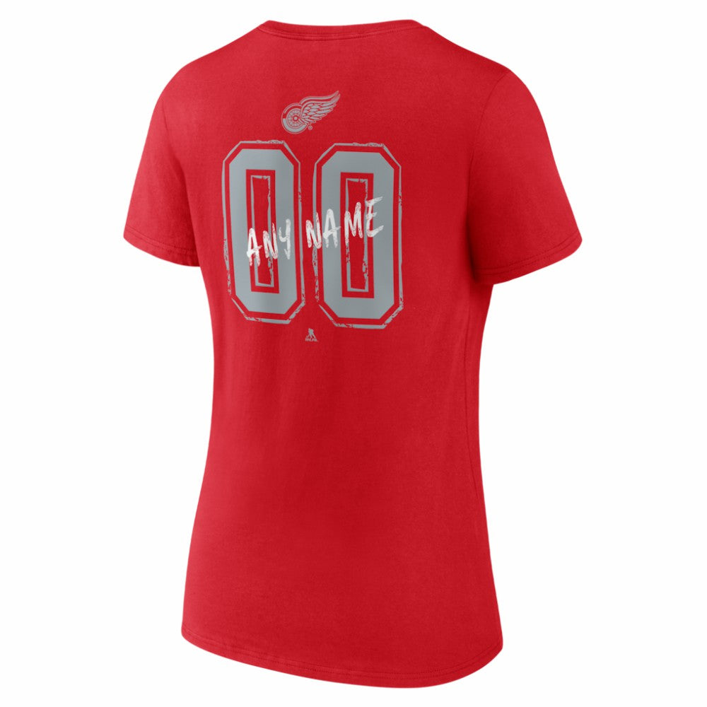 Detroit Red Wings Women's Hustle Personalized Name & Number V-Neck T-Shirt Red
