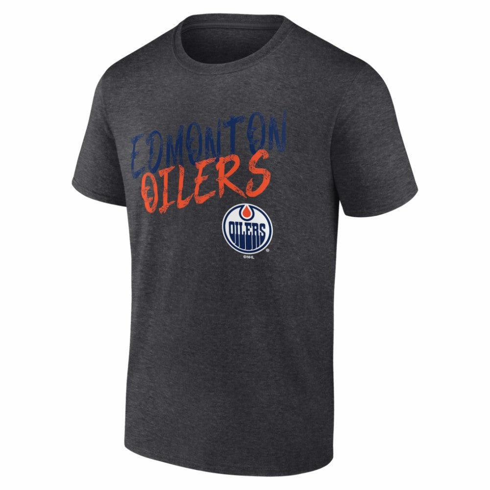 Edmonton Oilers Big & Tall Hustle Personalized Name & Number T-Shirt Charcoal
