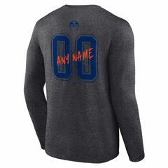 Edmonton Oilers Hustle Personalized Name & Number Long Sleeve T-Shirt Charcoal