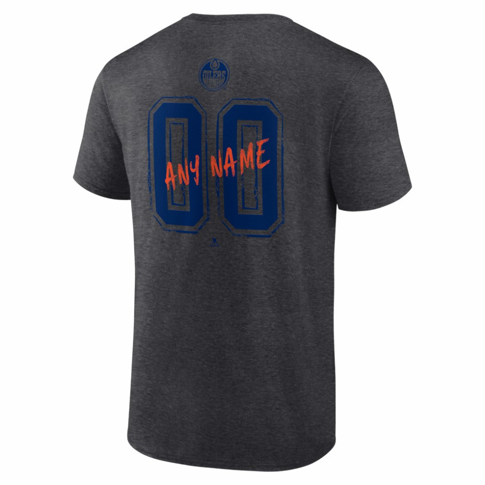 Edmonton Oilers Hustle Personalized Name & Number T-Shirt Charcoal