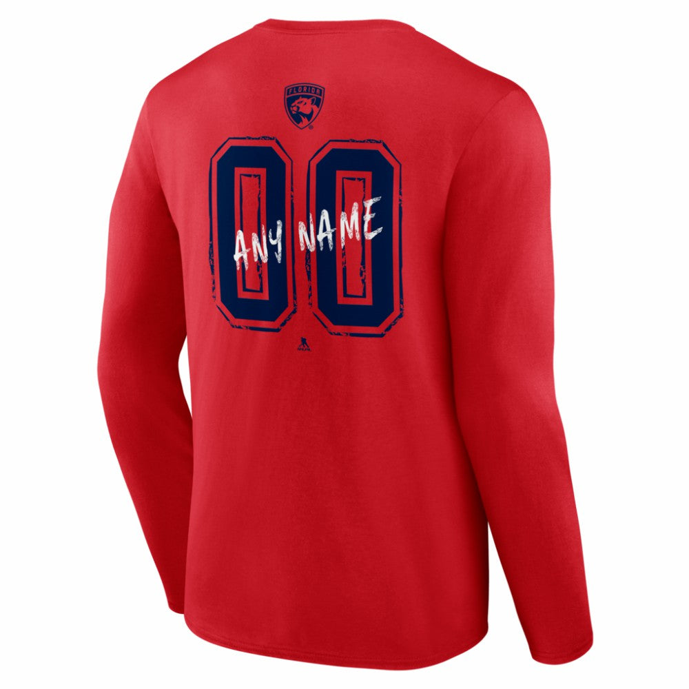 Florida Panthers Hustle Personalized Name & Number Long Sleeve T-Shirt Red