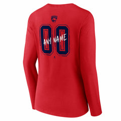 Florida Panthers Women's Hustle Personalized Name & Number Long Sleeve V-Neck T-Shirt Red