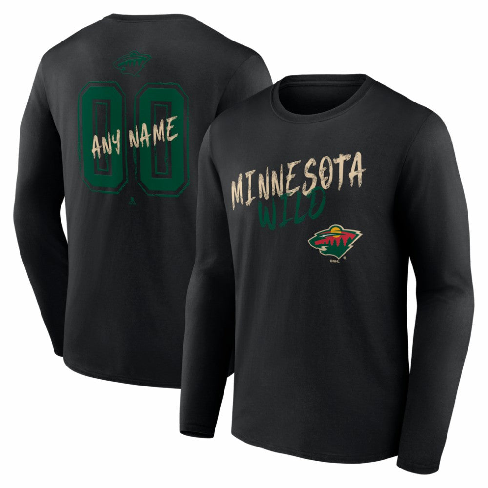 Minnesota Wild Hustle Personalized Name & Number Long Sleeve T-Shirt Black