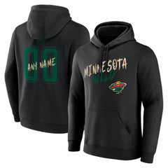 Minnesota Wild Hustle Personalized Name & Number Hoodie Black