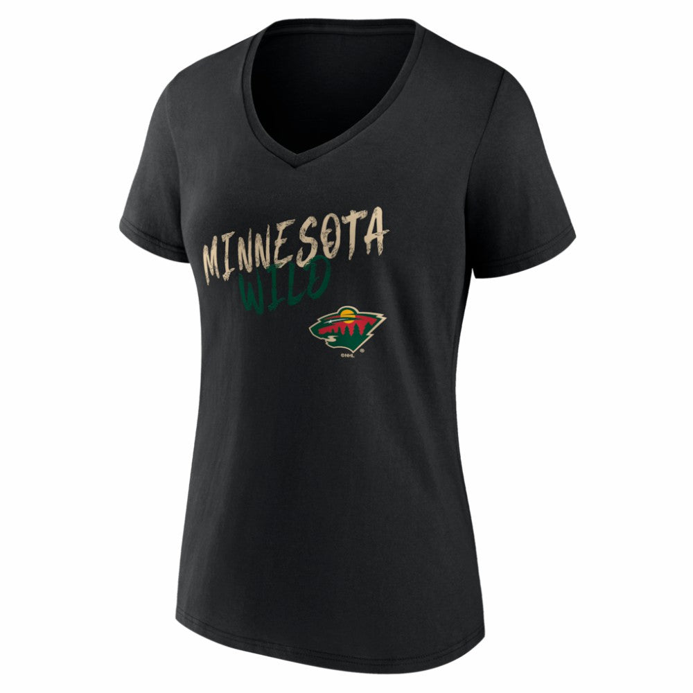Minnesota Wild Women's Hustle Personalized Name & Number V-Neck T-Shirt Black