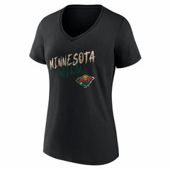 Minnesota Wild Women's Hustle Personalized Name & Number V-Neck T-Shirt Black