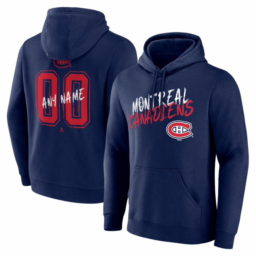 Montreal Canadiens Big & Tall Hustle Personalized Name & Number Hoodie Navy