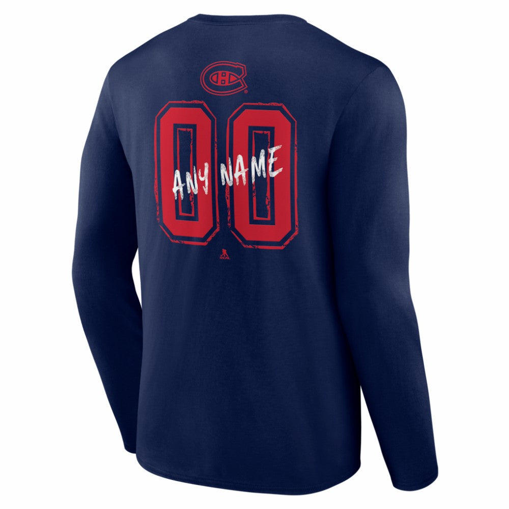 Montreal Canadiens Hustle Personalized Name & Number Long Sleeve T-Shirt Navy