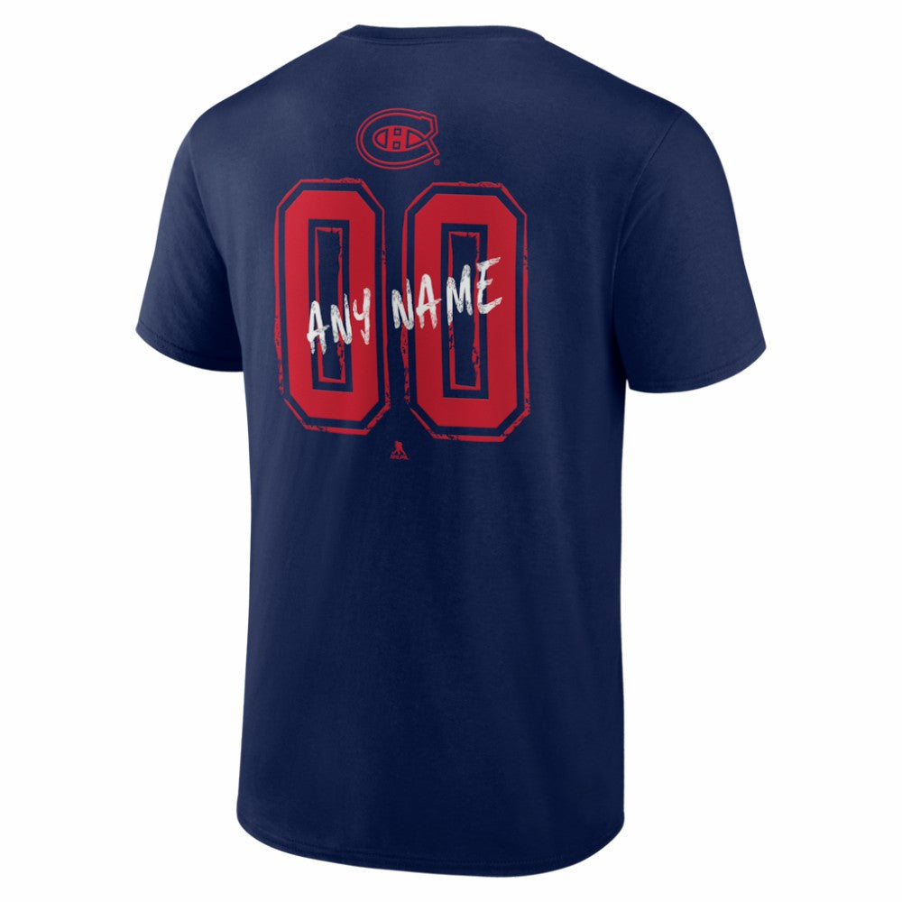Montreal Canadiens Hustle Personalized Name & Number T-Shirt Navy