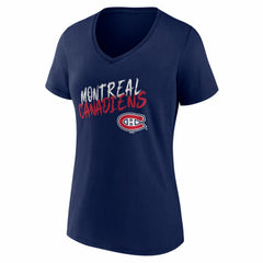 Montreal Canadiens Women's Hustle Personalized Name & Number V-Neck T-Shirt Navy