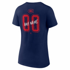Montreal Canadiens Women's Hustle Personalized Name & Number V-Neck T-Shirt Navy