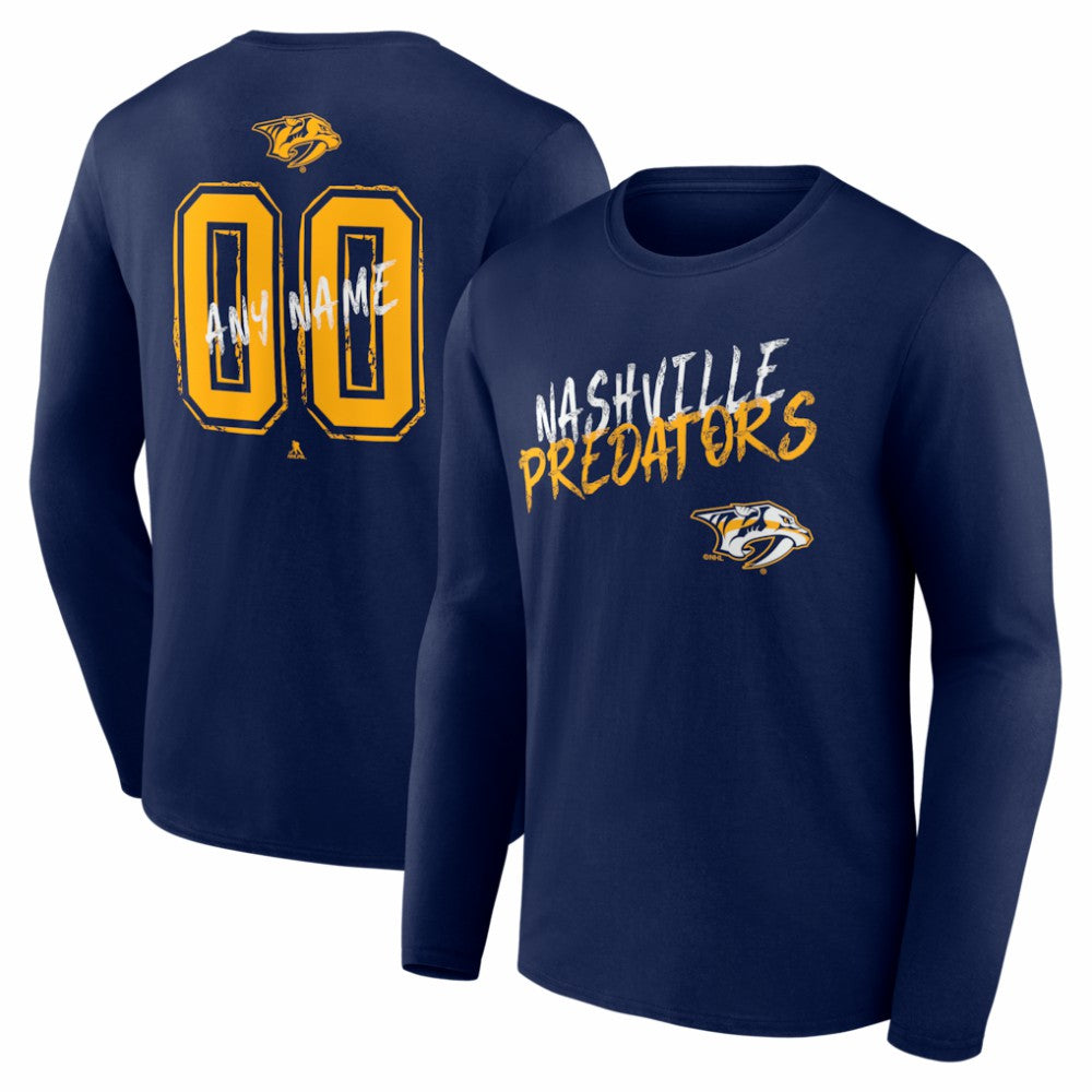 Nashville Predators Hustle Personalized Name & Number Long Sleeve T-Shirt Navy