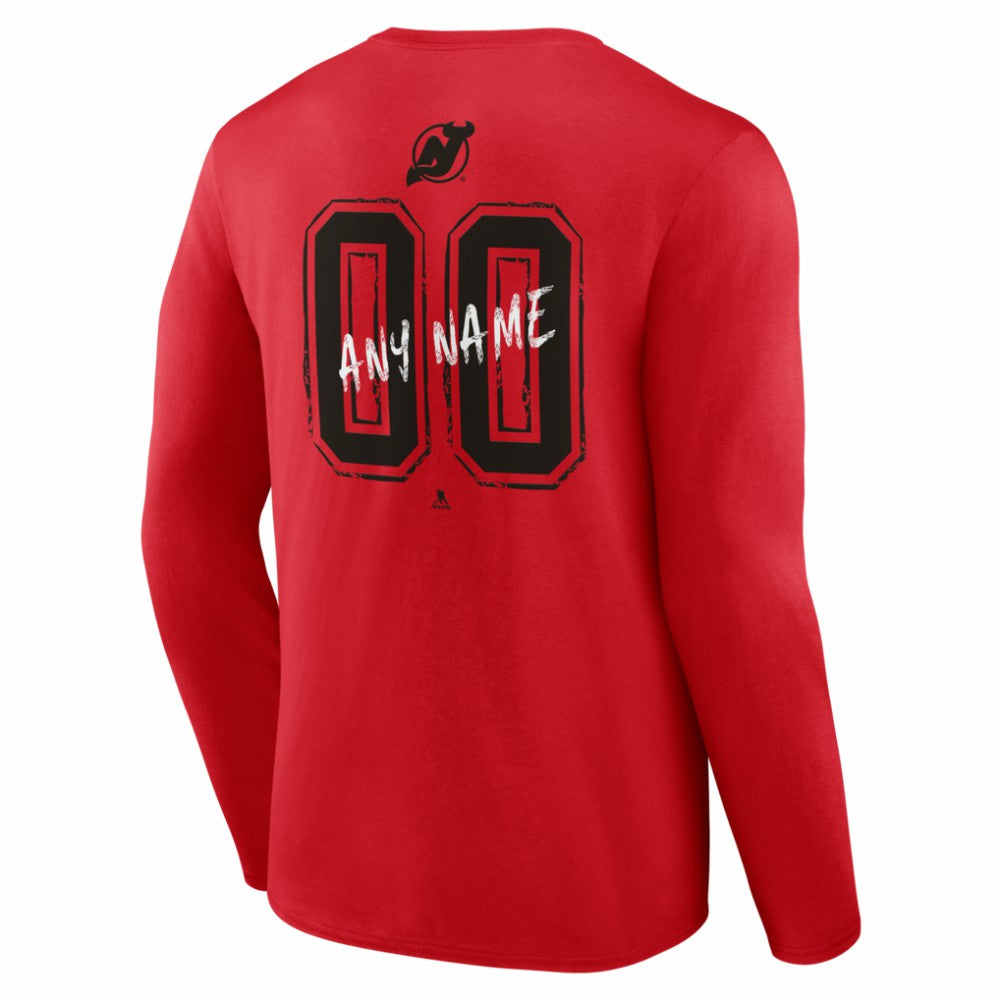 New Jersey Devils Hustle Personalized Name & Number Long Sleeve T-Shirt Red