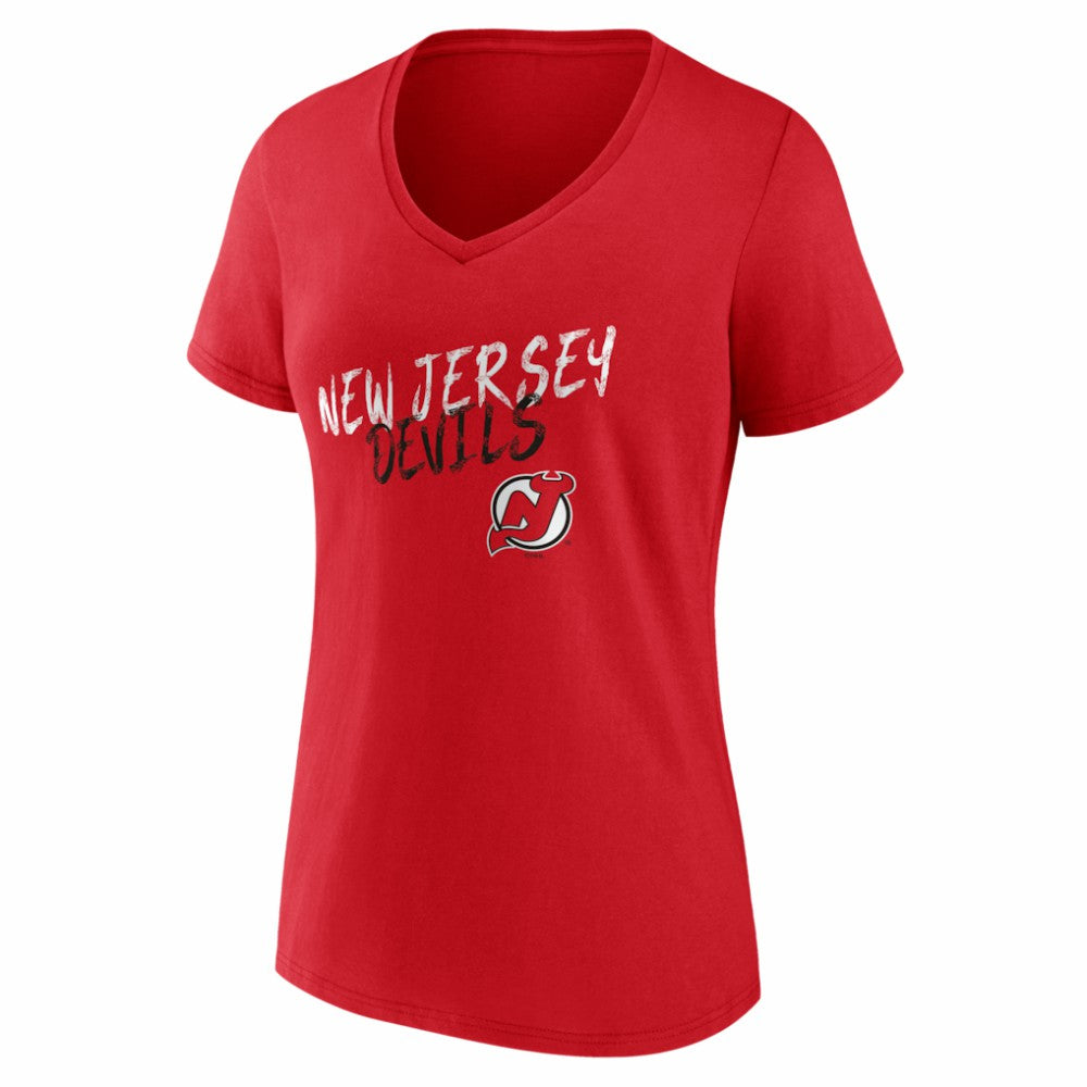 New Jersey Devils Women's Hustle Personalized Name & Number V-Neck T-Shirt Red
