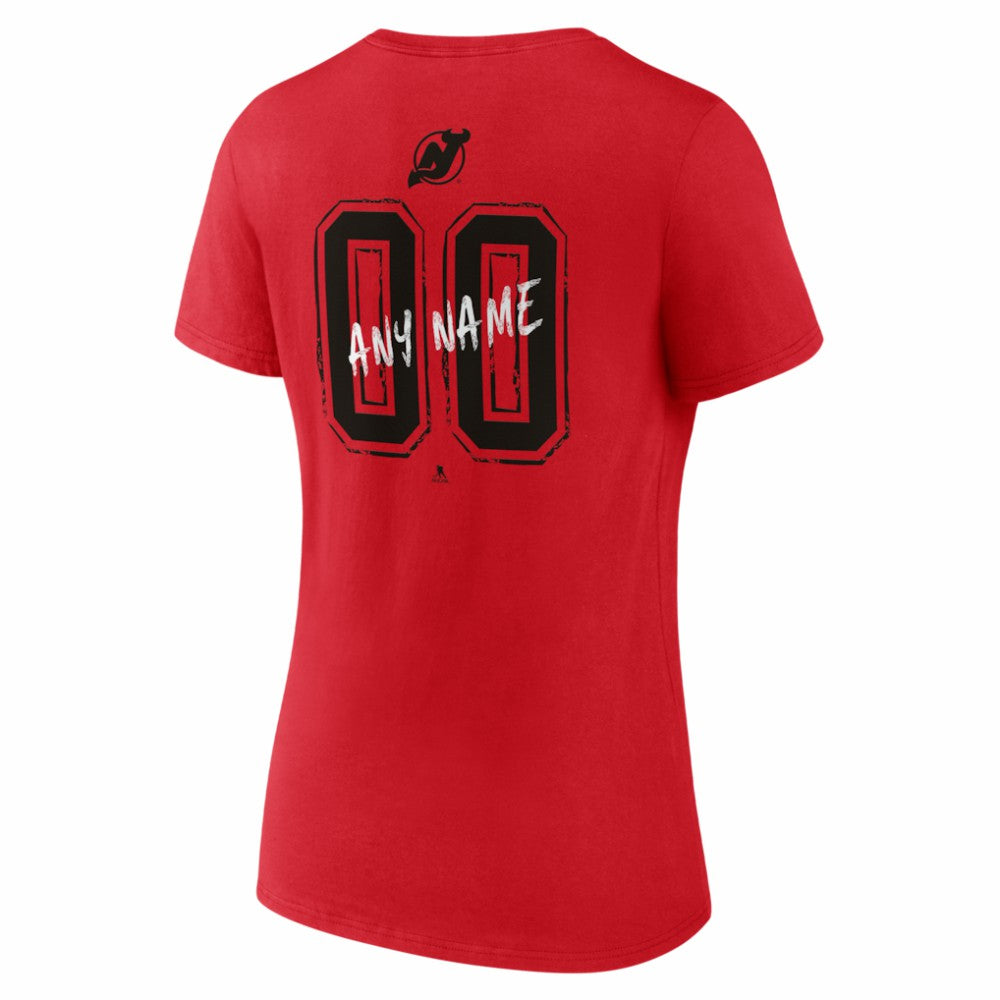 New Jersey Devils Women's Hustle Personalized Name & Number V-Neck T-Shirt Red