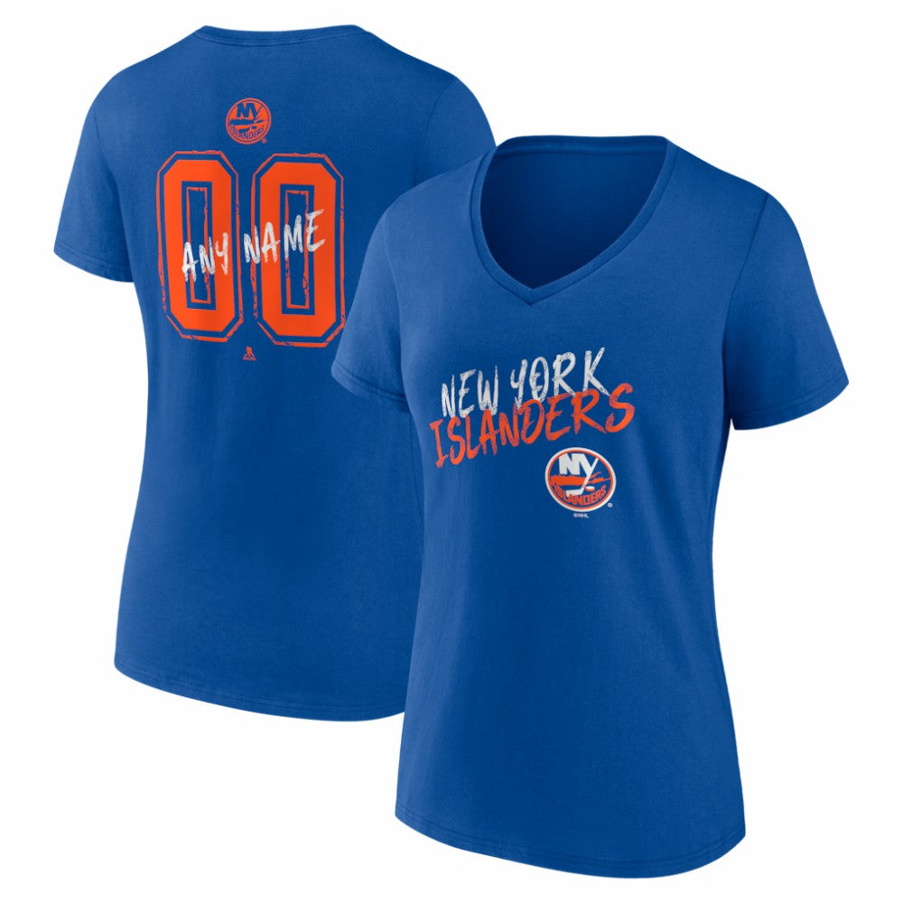 New York Islanders Women's Hustle Personalized Name & Number V-Neck T-Shirt Royal