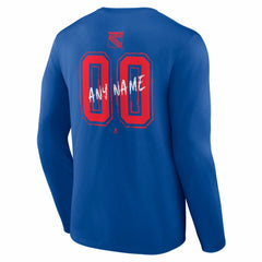 New York Rangers Hustle Personalized Name & Number Long Sleeve T-Shirt Blue