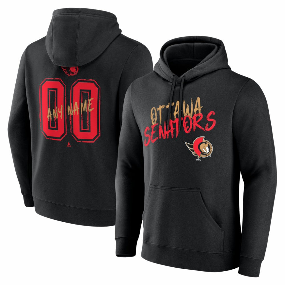 Ottawa Senators Big & Tall Hustle Personalized Name & Number Hoodie Black