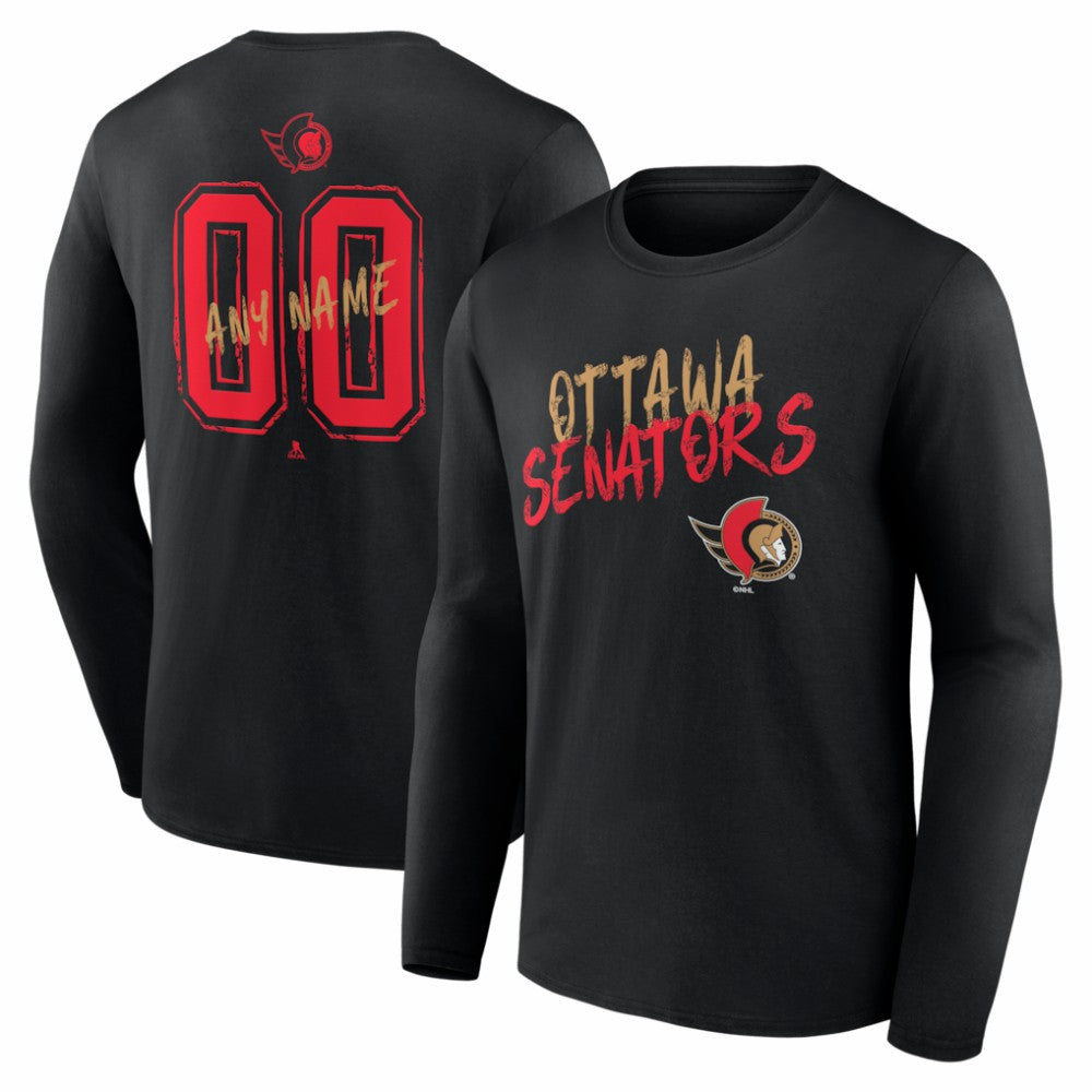 Ottawa Senators Hustle Personalized Name & Number Long Sleeve T-Shirt Black