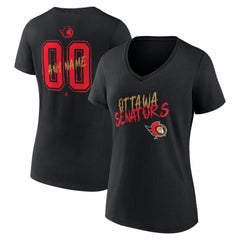 Ottawa Senators Women's Hustle Personalized Name & Number V-Neck T-Shirt Black