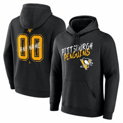 Pittsburgh Penguins Big & Tall Hustle Personalized Name & Number Hoodie Black