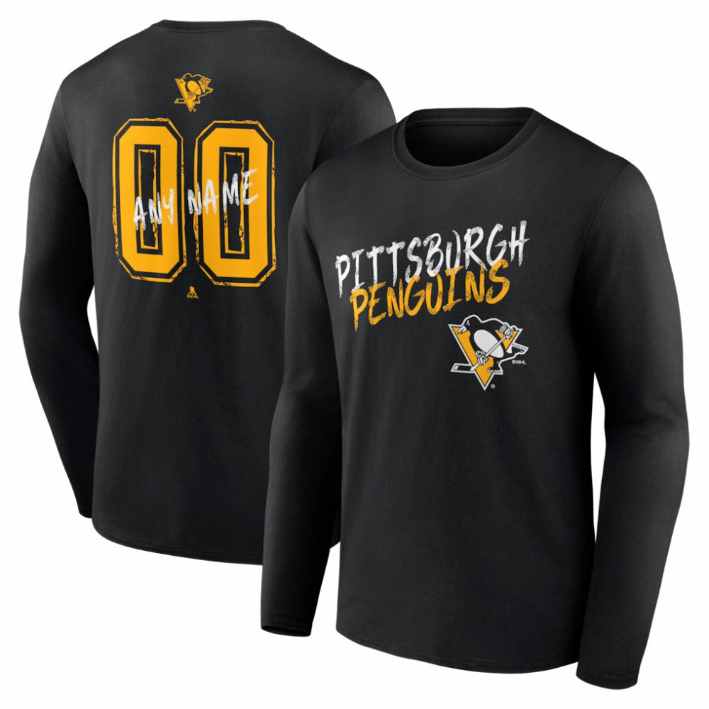 Pittsburgh Penguins Hustle Personalized Name & Number Long Sleeve T-Shirt Black