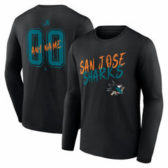 San Jose Sharks Hustle Personalized Name & Number Long Sleeve T-Shirt Black