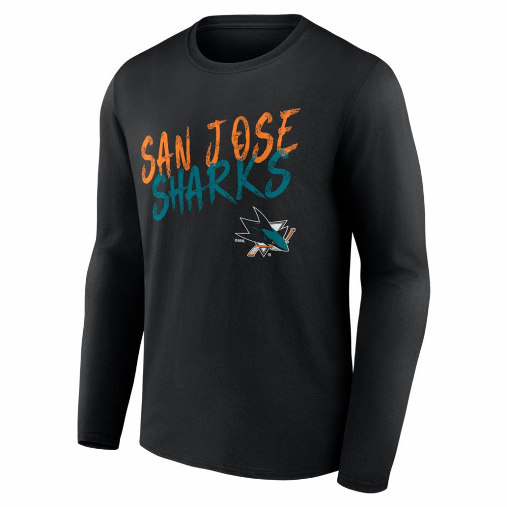 San Jose Sharks Hustle Personalized Name & Number Long Sleeve T-Shirt Black