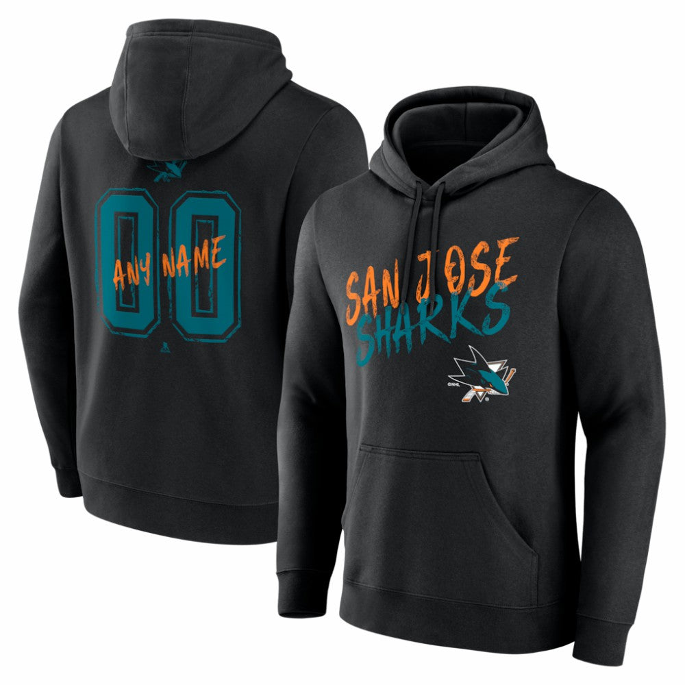 San Jose Sharks Hustle Personalized Name & Number Hoodie Black