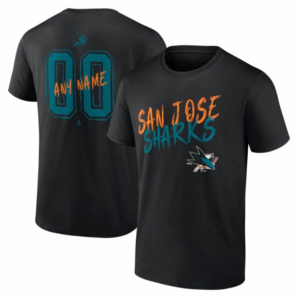 San Jose Sharks Hustle Personalized Name & Number T-Shirt Black