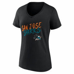 San Jose Sharks Women's Hustle Personalized Name & Number V-Neck T-Shirt Black