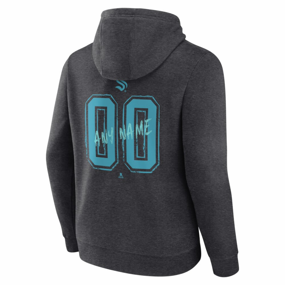 Seattle Kraken Hustle Personalized Name & Number Hoodie Charcoal
