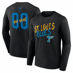 St. Louis Blues Hustle Personalized Name & Number Long Sleeve T-Shirt Black